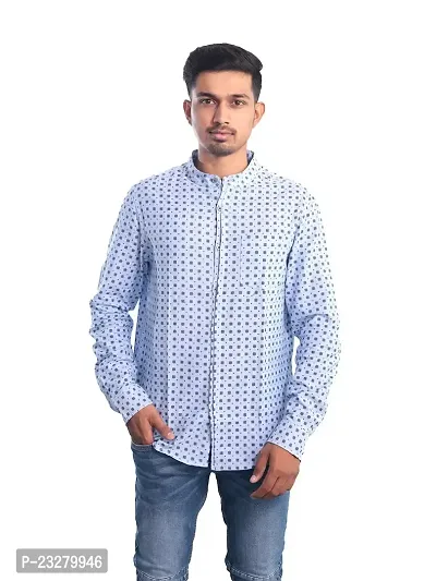Rad prix Men Light Blue Ditsy Printed Textured Cotton Shirt