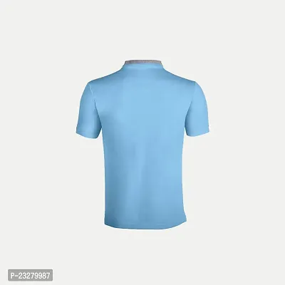 Rad prix Men Light Blue Cotton Polo Collared T-Shirt-thumb4
