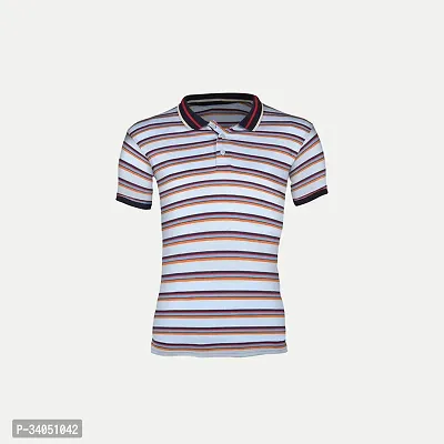 Stylish Blue Striped Cotton Polos For Men