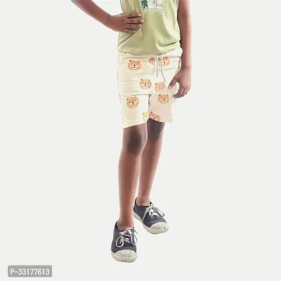 Elegant Beige Cotton Printed Shorts For Boys-thumb3