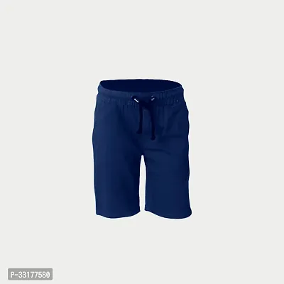 Elegant Blue Cotton Solid Shorts For Boys-thumb0