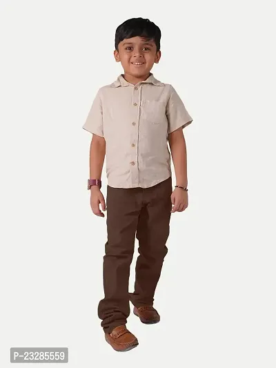 Boys Casual Woven Pants- Brown Colour