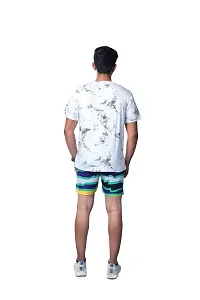 Rad prix Men White Abstract Printed Casual Shorts-thumb3