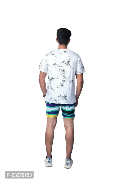 Rad prix Men White Abstract Printed Casual Shorts-thumb4