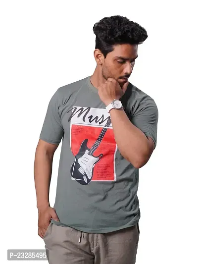 Rad prix Mens Light Grey Music Printed T-Shirt