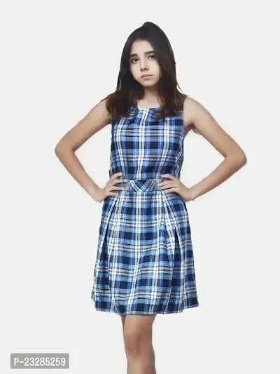 Rad prix Girls Blue A-line Pleated-Dress with Checks