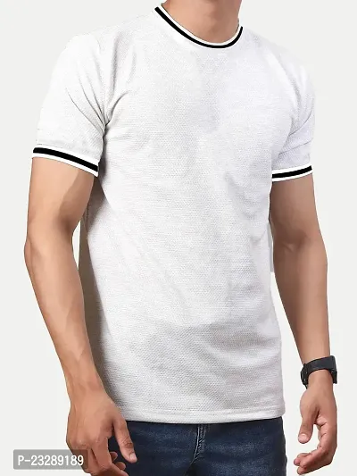 Rad prix Men White Round Neck Tee with Sleeve Print-thumb3