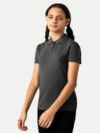 Girls Black Polo T-shirt-thumb2