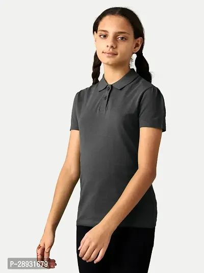 Girls Black Polo T-shirt-thumb3