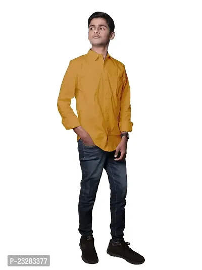 Men Solid Yellow Pure Cotton Formal Shirt