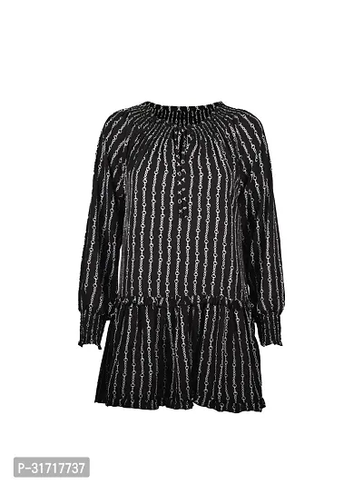 Women Black Stripe Printed Dress-thumb0