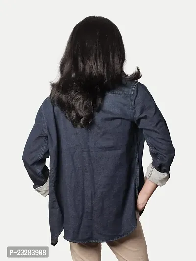 Rad prix Women Oversized Denim Shirt - Blue Colour-thumb4