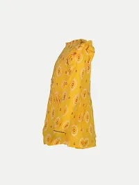 Trendy Yellow Cotton Printed Top For Girls-thumb2