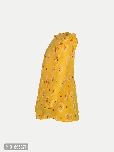 Trendy Yellow Cotton Printed Top For Girls-thumb3