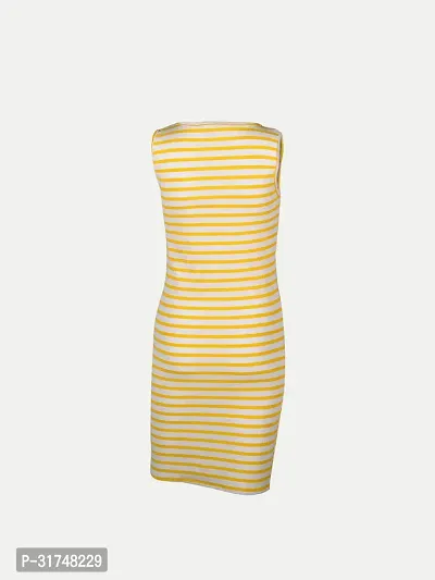 Women Yellow Stripe Knitted rib Sleeveless Dress-thumb4