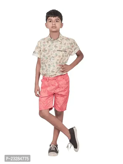 Boys Casual printed shorts- Red Colour