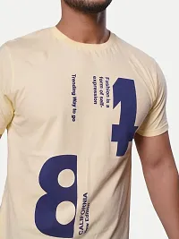 Mens Numeric with Letters Printed Tees- Yellow Colour-thumb3