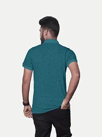 Rad prix Men Teal Ditsy Printed Polo T-Shirt-thumb3