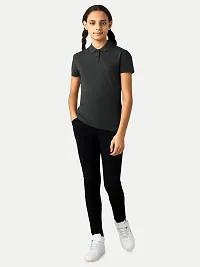 Girls Black Polo T-shirt-thumb1