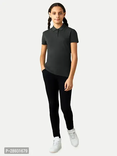 Girls Black Polo T-shirt-thumb2