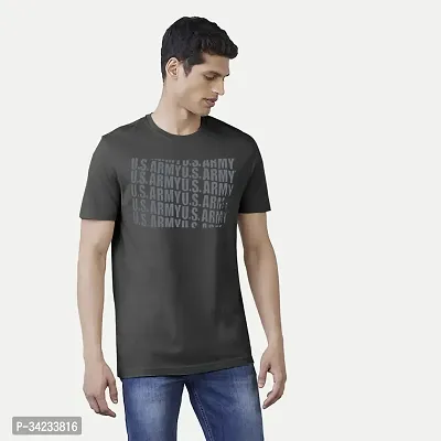 Stylish Black Cotton T-shirt For Men-thumb2