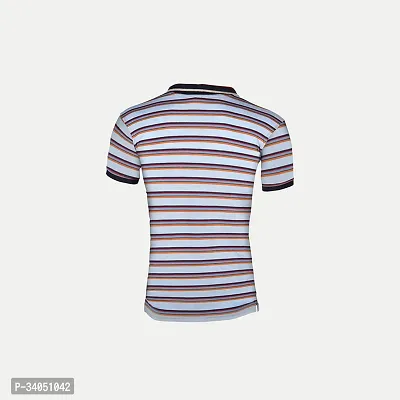 Stylish Blue Striped Cotton Polos For Men-thumb4