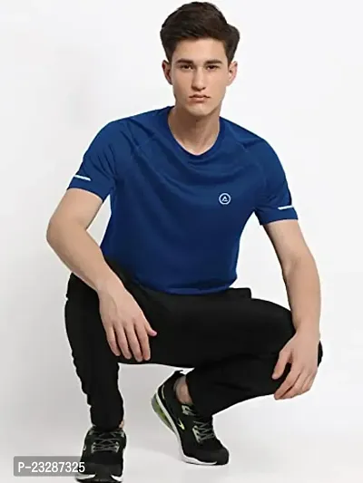 Rad prix Men Blue Textured Sports T-Shirt-thumb2