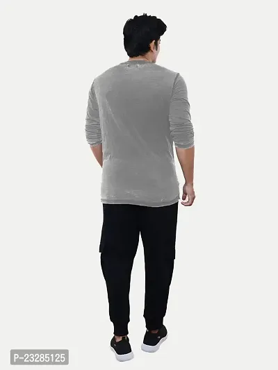 Rad prix Men Grey Cotton Casual Loose T-Shirt-thumb4