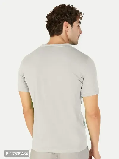 Men Off white Henley neck T-shirt-thumb2