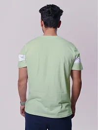 Rad prix Men Green Colour-Blocked Stripe Loose fit T-Shirt-thumb3