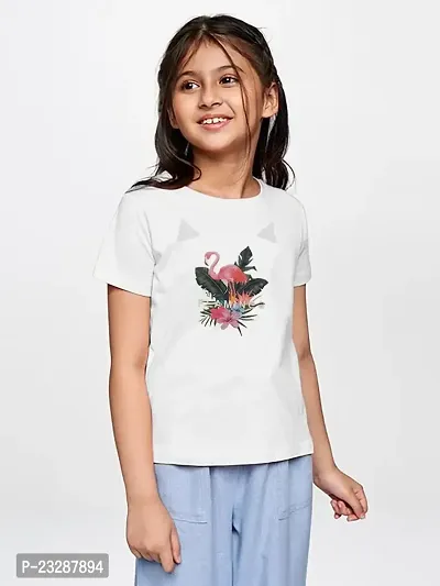 Rad prix Teen Girls White Flamingo Bird Printed T-Shirt-thumb3