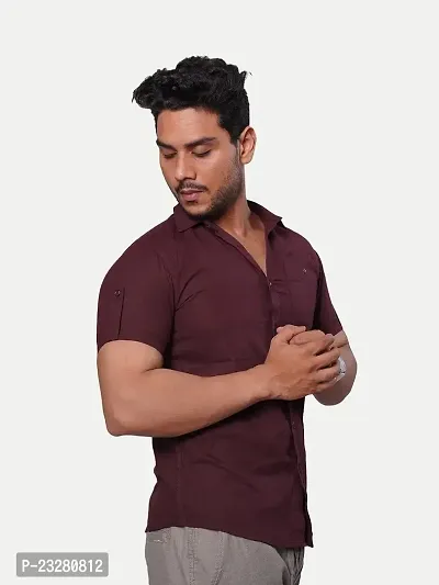 Rad prix Men Solid Maroon Pure Cotton Casual Shirt-thumb2