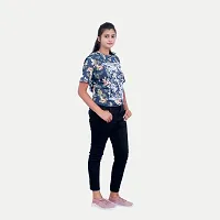 Rad prix Women Floral Printed Tees -Blue Colour-thumb2