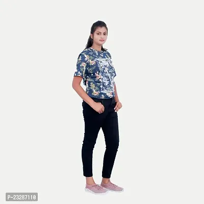 Rad prix Women Floral Printed Tees -Blue Colour-thumb3