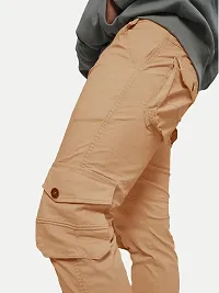 Rad prix Men Beige Elasticated Cotton Cargo Joggers-thumb2