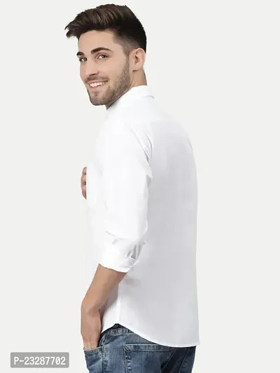 Rad prix Men Solid White Cotton Formal Full Sleeve Shirt-thumb5