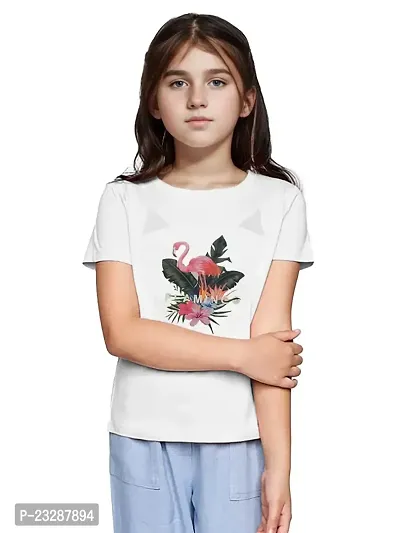 Rad prix Teen Girls White Flamingo Bird Printed T-Shirt-thumb0