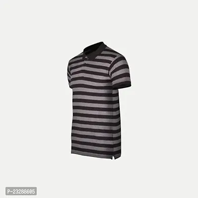 Mens Dark Navy Fashion Striped Cotton Polo T-Shirt-thumb2