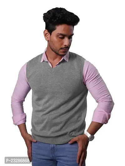 Rad prix Mens Solid Sweatshirts Sleeveless - Grey Colour-thumb0