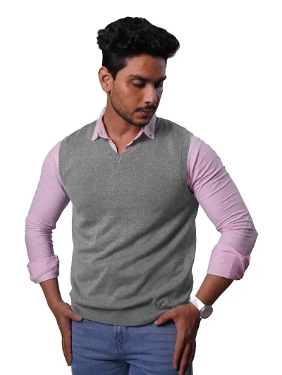 Rad prix Mens Solid Sweatshirts Sleeveless - Grey Colour