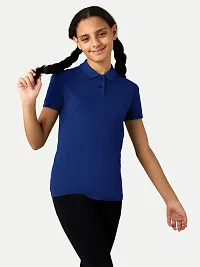 Girls Royal Blue Polo T-shirt-thumb2