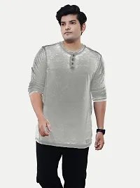 Rad prix Men Light Grey Cotton Casual Loose T-Shirt-thumb2