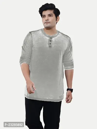Rad prix Men Light Grey Cotton Casual Loose T-Shirt-thumb3