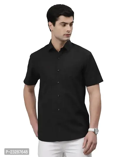 Rad prix Men Solid Black Smart Casual Cotton Shirt-thumb0