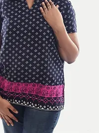 Rad prix Women Navy Blue Casual Printed Tops-thumb4