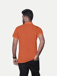 Rad prix Men Orange Ditsy Printed Polo T-Shirt-thumb3