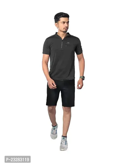 Rad prix Men Solid Active wear tees- Black Colour-thumb0