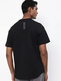 Men Black Graphic Printed and Textured Polyester T-Shirt-thumb3