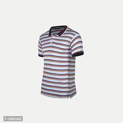 Stylish Blue Striped Cotton Polos For Men-thumb2