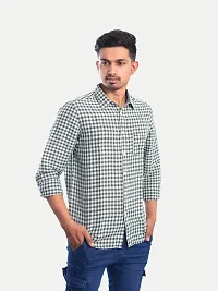 Rad prix Men White Gingham Checkered Cotton Casual Shirt-thumb2